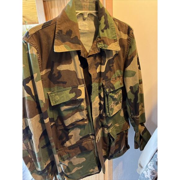 Vintage USMC Military Jacket Mens Small LS Woodland Camo Missing 2 Buttons - Picture 12 of 12